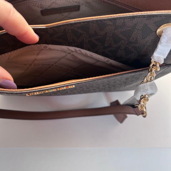 Michael Kors Jet Set Large Signature Logo Shoulder Bag, Large Tote, NWT - Picture 8 of 11